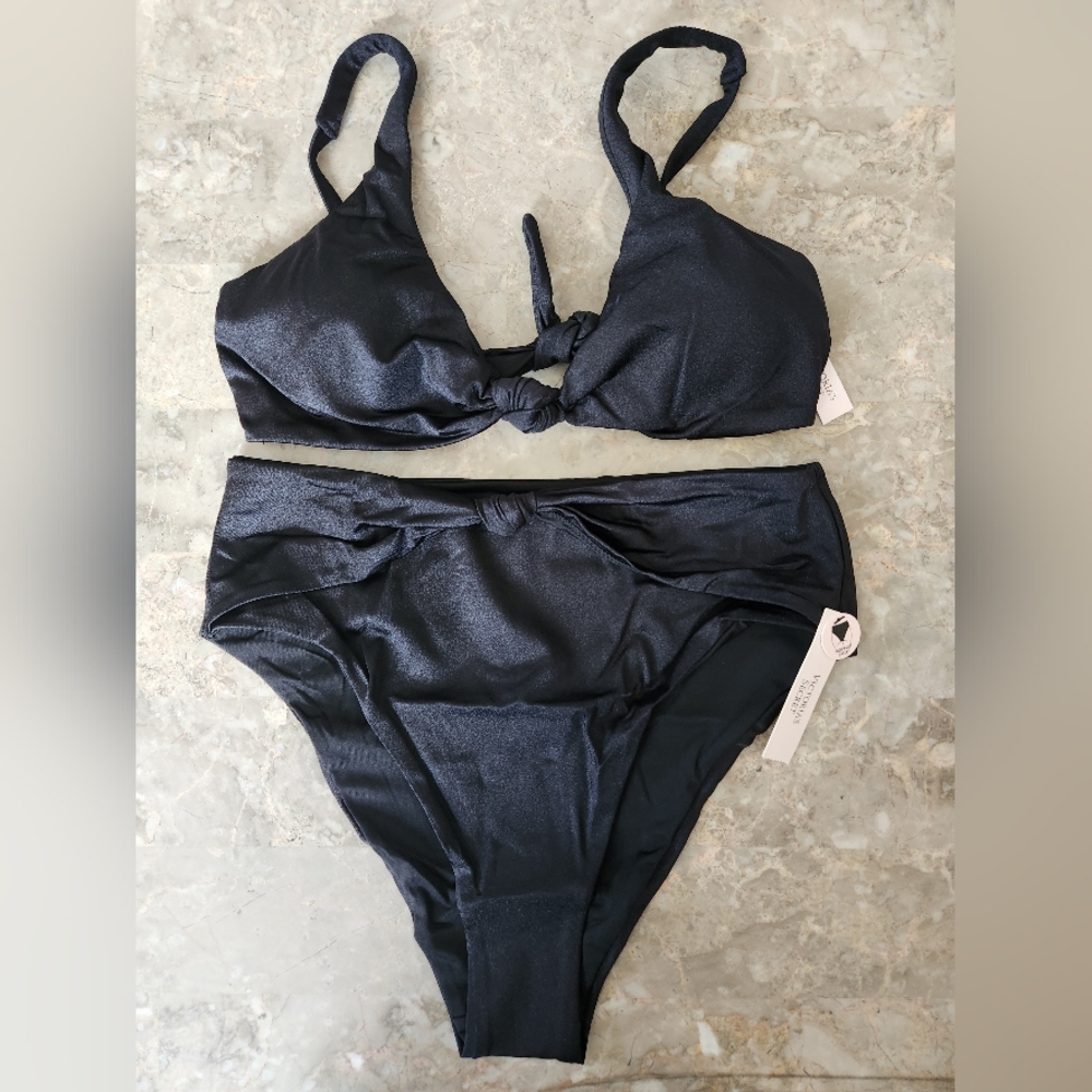 S/S VS Swim Knotted Bralette Bikini Top Knotted High Waist Cheeky Bikini Set